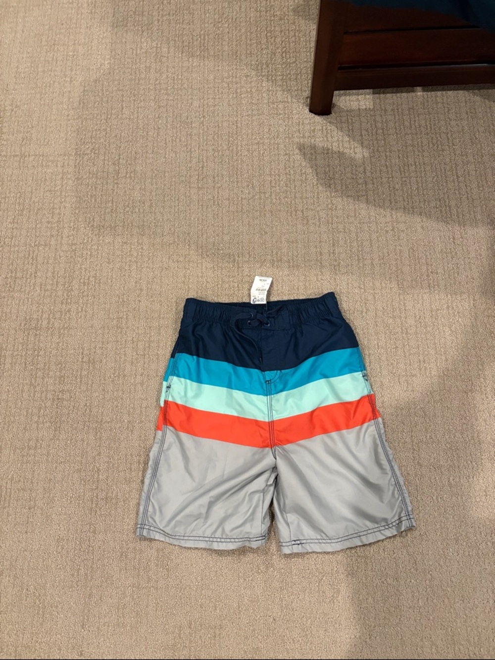 NWT Kanu Surf Boys Swim Trunks Navy Teal Aqua Orange Gray